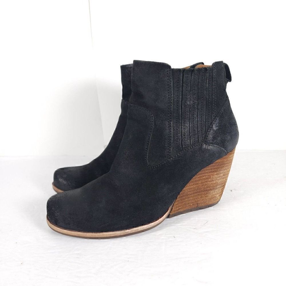 Korks By Kork Ease Verdelet US 7,5 M Leather Ankle Pull On Wedge Booties Boots